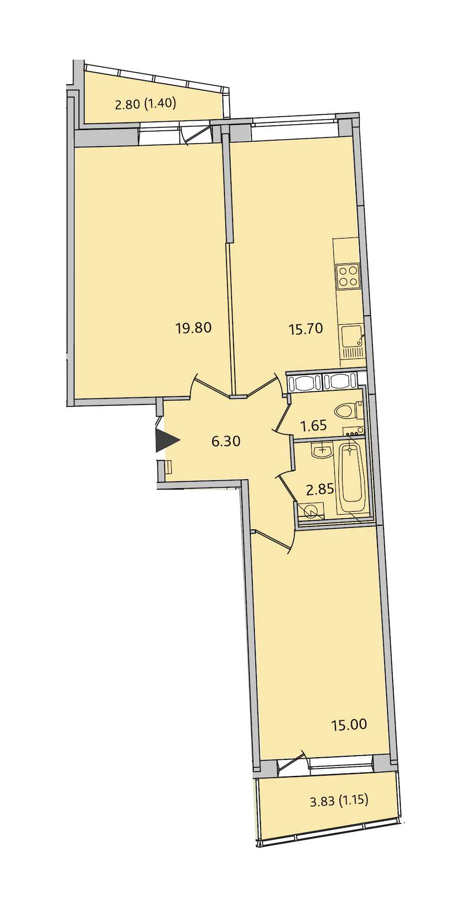 Двухкомнатная квартира в СПб Реновация: площадь 63.85 м2 , этаж: 10 – купить в Санкт-Петербурге